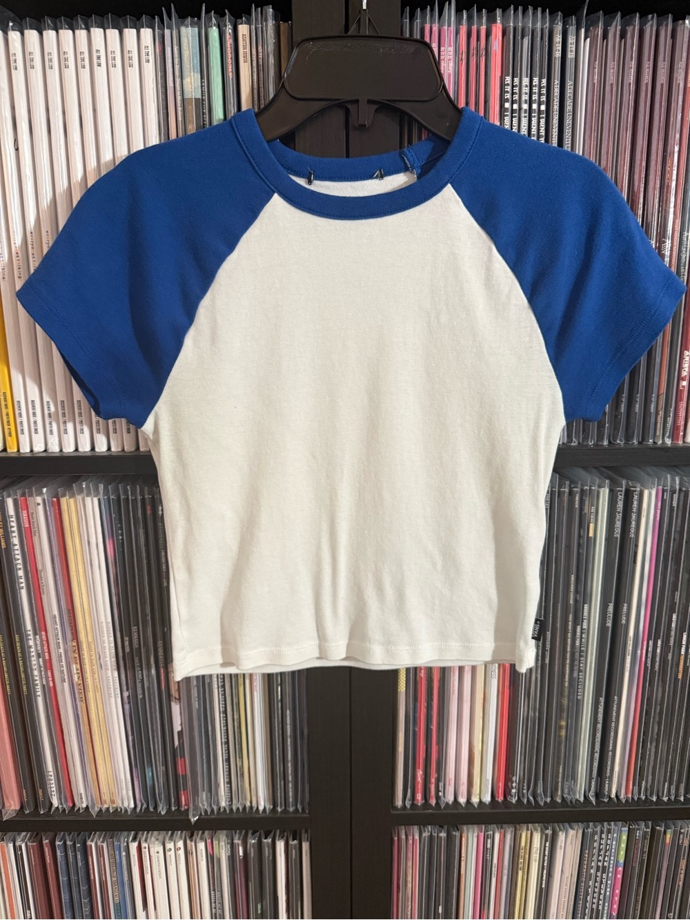 Vans white & blue raglan crop top baby tee